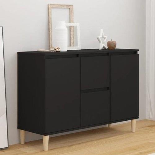 Vaeda Wooden Sideboard With 2 Doors 2 Drawers In Black