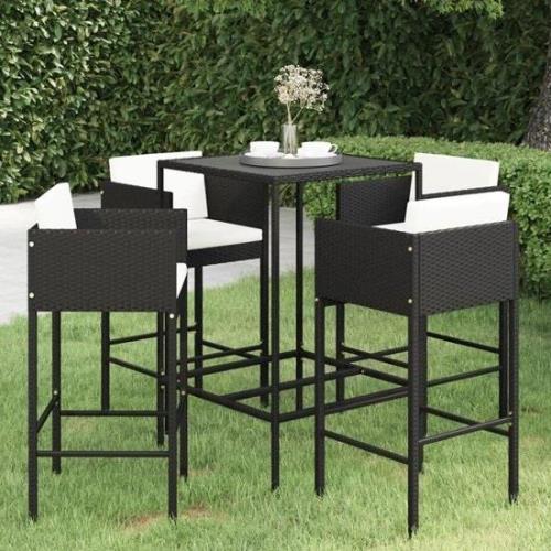 Selah Small Glass Top Bar Table With 4 Avyanna Chairs In Black