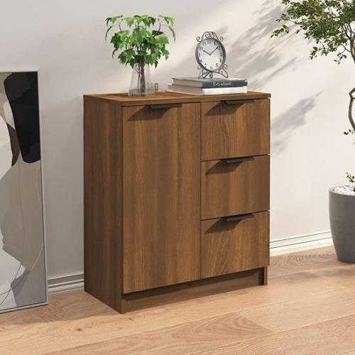 Leslie Wooden Sideboard With 1 Door 3 Drawers In Brown Oak