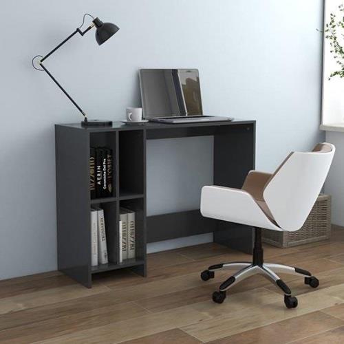 Becker Wooden Laptop Desk With 4 Shelves In Grey