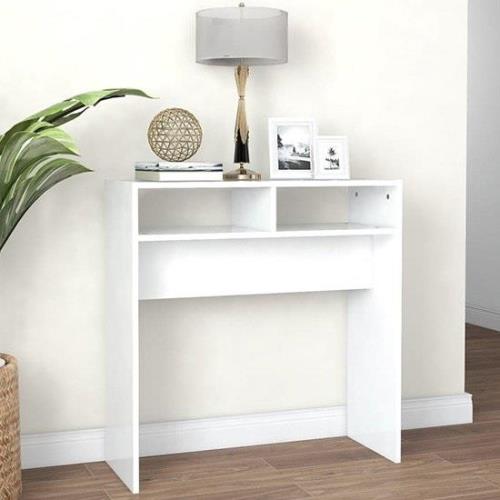 Acosta Wooden Console Table With 2 Shelves In White