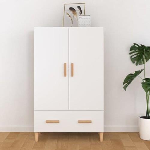 Makula Wooden Highboard With 2 Doors 1 Drawer In White