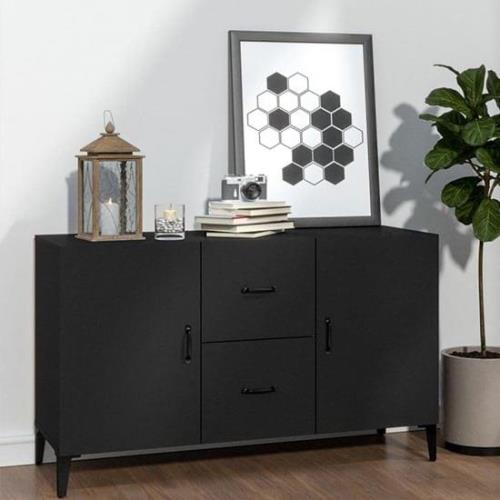 Precia Wooden Sideboard With 2 Door 2 Drawer In Black