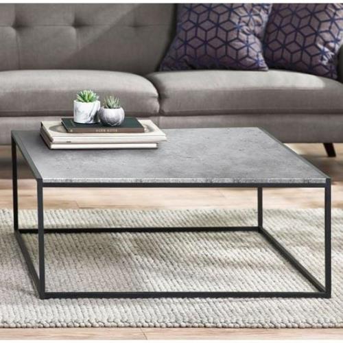 Salome Square Wooden Coffee Table In Concrete Effect