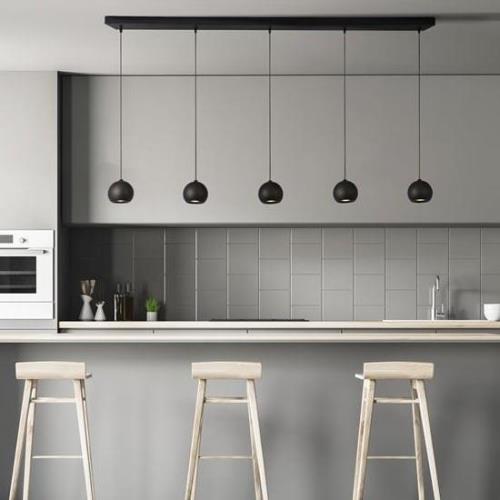 Eindhoven Metal 5 Lights Bar Pendant Light In Matt Black