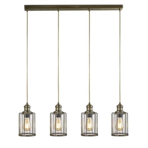 Pips 4 Lights Bar Pendant Light In Antique Brass