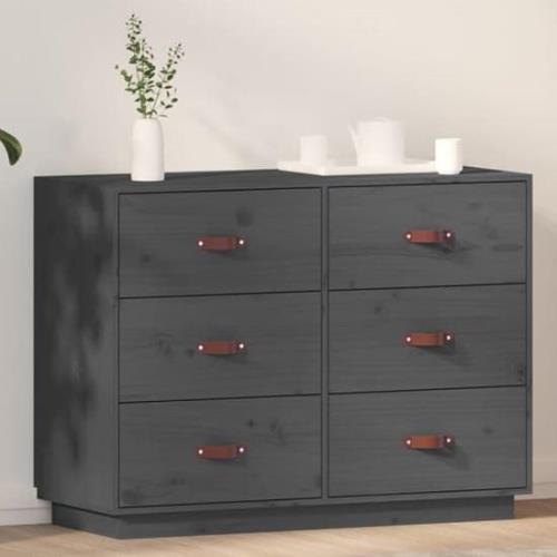 Cheta Pinewood Chest Of 6 Drawers In Grey