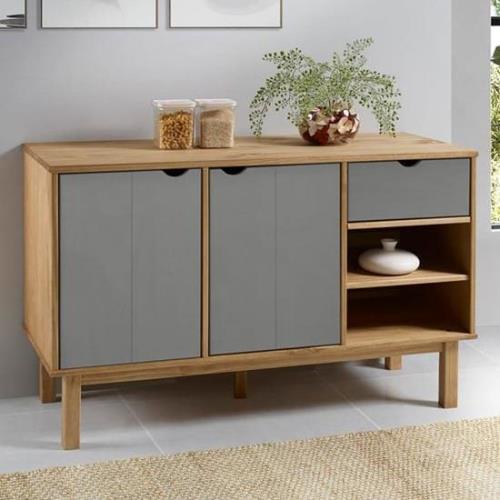 Bridie Pinewood Sideboard With 2 Doors 1 Drawer In Brown Grey