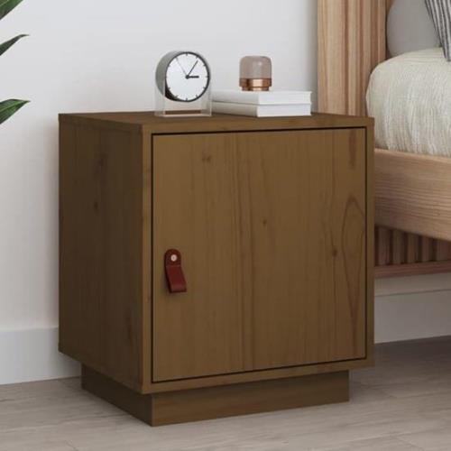 Byrne Pinewood Bedside Cabinet With 1 Door In Honey Brown