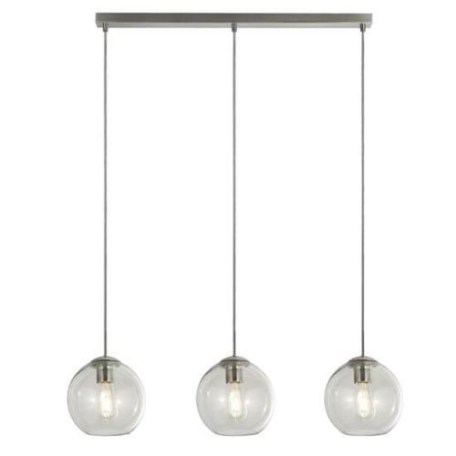 Balls 3 Lights Clear Glass Bar Pendant Light In Chrome