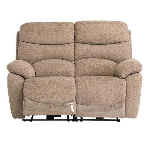 Leda Fabric Electric Recliner 2 Seater Sofa With USB In Sand