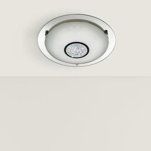 Portland LED White Glass Shade Flush Light In Chrome