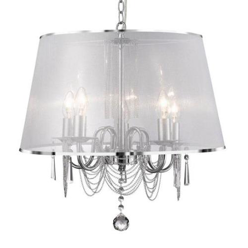 Venetian Curved 5 Lights Voile Shade Pendant Light In Chrome