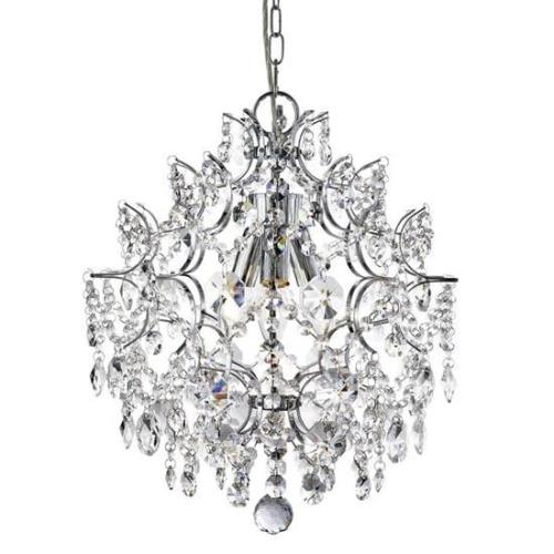 Harrietta 3 Lights Crystal Drops Pendant Light In Chrome