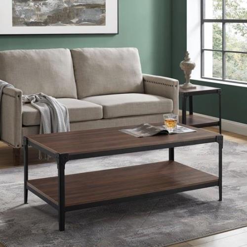 Alita Wooden Coffee Table With Undershelf In Dark Walnut