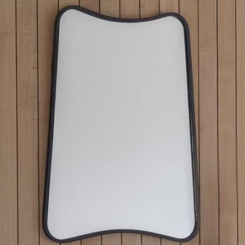 Koran Small Curved Bedroom Mirror In Black Frame