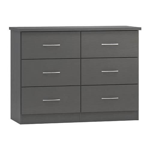 Mack Wooden Chest Of 6 Drawers In Grey