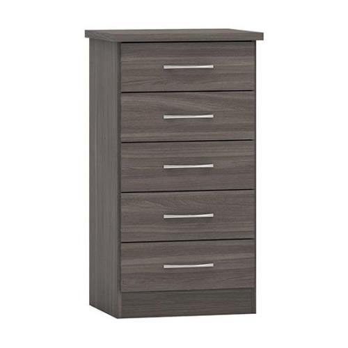 Mack Narrow Wooden Chest Of 5 Drawers In Black