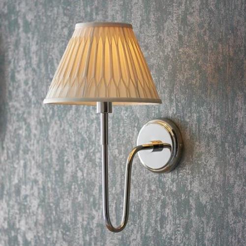 Davis And Chatsworth Ivory Shade Wall Light In Bright Nickel