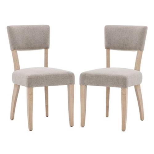 Elvira Grey Fabric Dining Chairs With Oak Legs In Pair