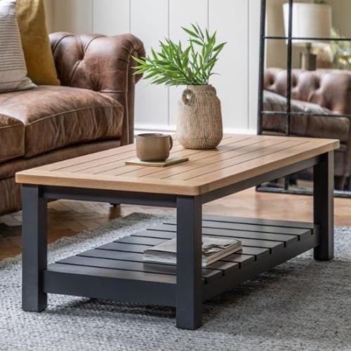 Elvira Wooden Coffee Table In Oak And Meteror