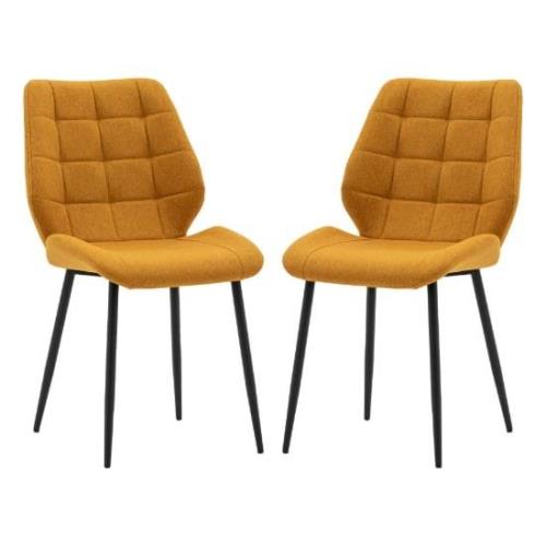 Minford Saffron Fabric Dining Chairs In Pair