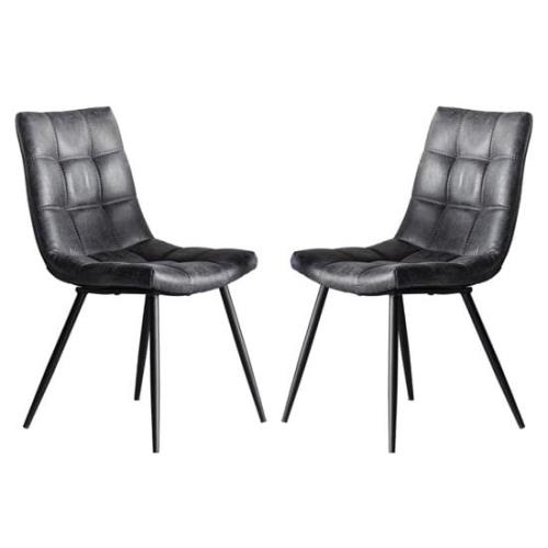 Danbury Grey Faux Leather Dining Chairs In Pair