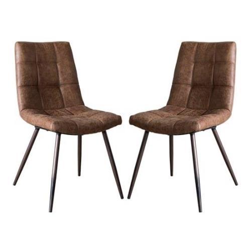 Danbury Brown Faux Leather Dining Chairs In Pair