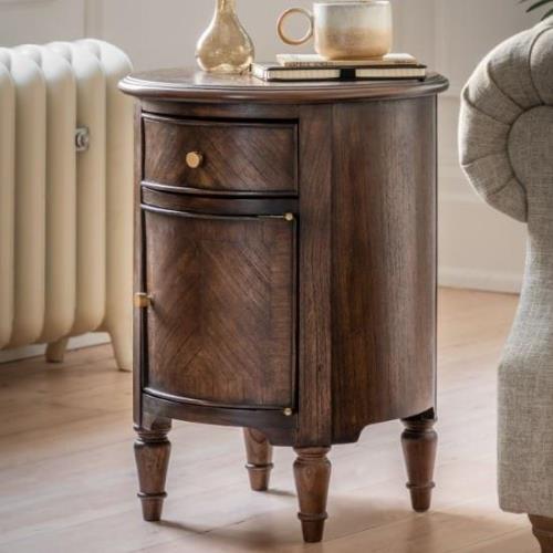 Madisen Wooden Side Table With 1 Door And 1 Drawer In Coffee