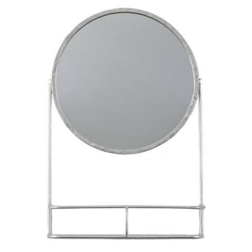 Enoch Wall Mirror With Shelf In Silver Iron Frame