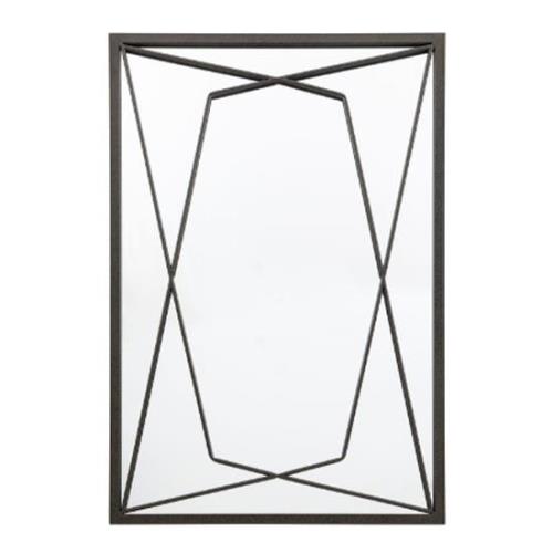 Wainscot Geometric Design Wall Mirror In Black Frame