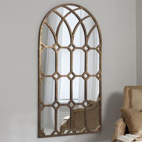 Kingfield Portrait Wall Mirror In Aged Bronze Metal Frame