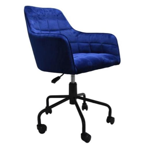 Vernal Swivel Velvet Home And Office Chair In Navy