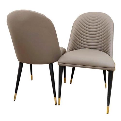 Allen Khaki Faux Leather Dining Chairs With Black Legs In Pair