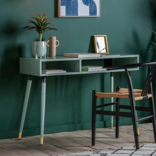 Helston Wooden Console Table With 2 Shelves In Mint