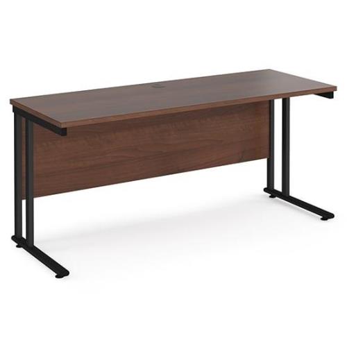 Mears 1600mm Cantilever Wooden Computer Desk In Walnut Black