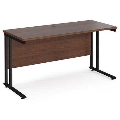 Mears 1400mm Cantilever Wooden Computer Desk In Walnut Black