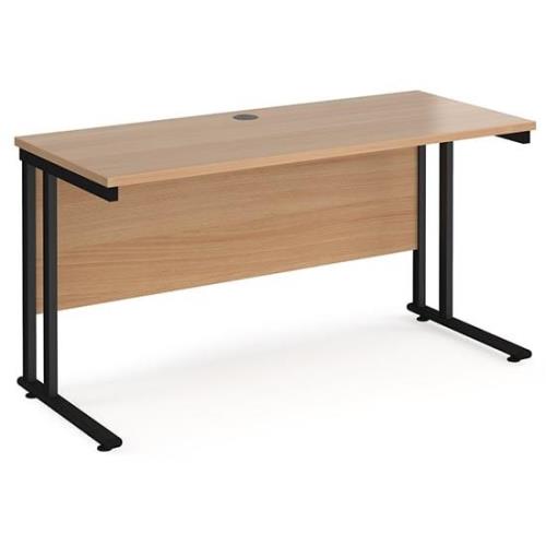 Mears 1400mm Cantilever Wooden Computer Desk In Beech Black