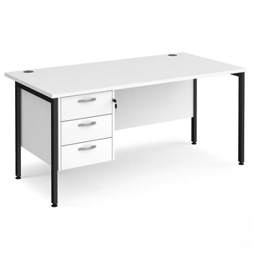 Moline 1600mm Computer Desk In White Black With 3 Drawers