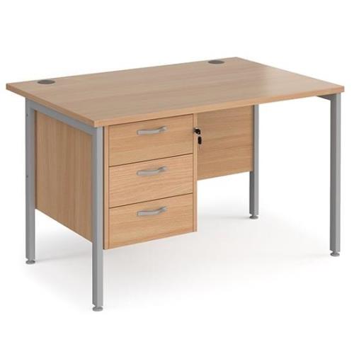 Moline 1200mm Computer Desk In Beech Silver With 3 Drawers