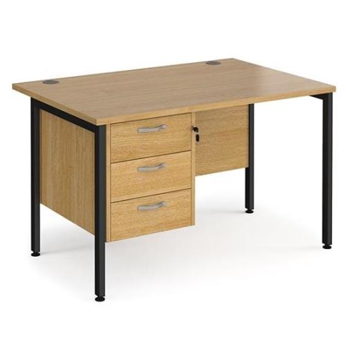 Moline 1200mm Computer Desk In Oak Black With 3 Drawers