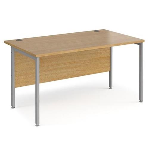 Melor 1400mm H-Frame Computer Desk In Oak And Silver