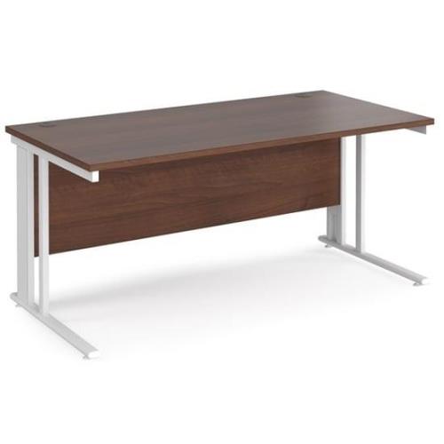 Melor 1600mm Cable Managed Computer Desk In Walnut And White