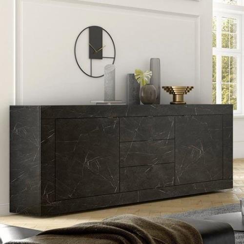 Taylor Sideboard With 2 Doors 3 Drawers In Black Marble Effect