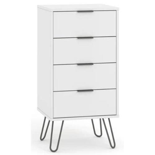 Avoch Narrow Chest Of Drawers In White With 4 Drawers