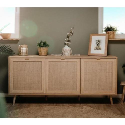 Borox Wooden Sideboard With 3 Doors In Sonoma Oak