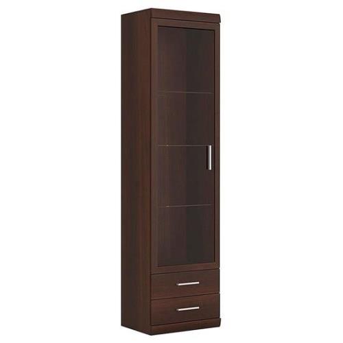 Impro LED Tall Wooden Display Cabinet In Dark Mahogany