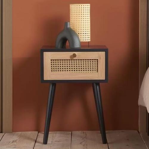 ie Wooden Bedside Cabinet With 1 Drawer In Black