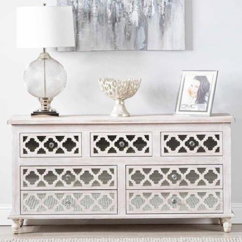 Halifax Mirrored Sideboard With 7 Drawers In Natural