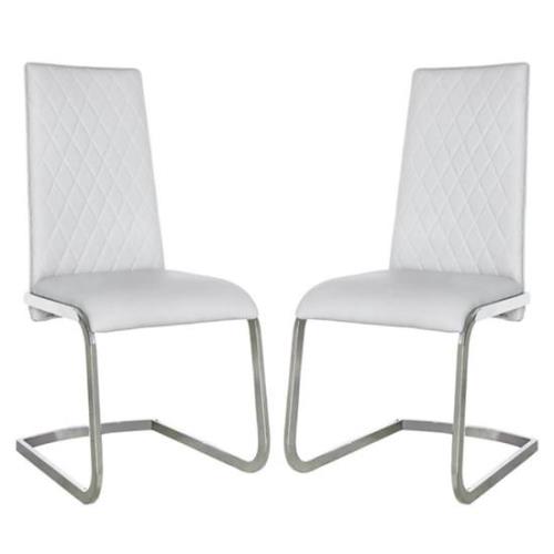 Lahania Light Grey Faux Leather Dining Chairs In Pair